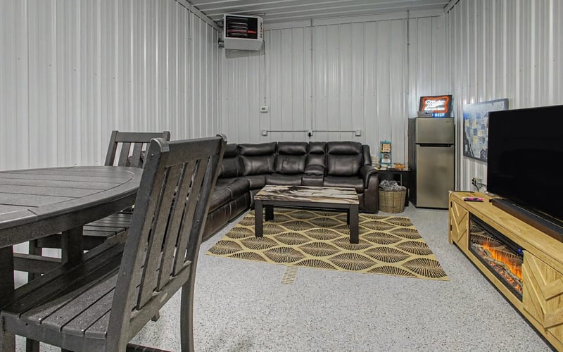 14A Getaway, barn-style game room with fireplace