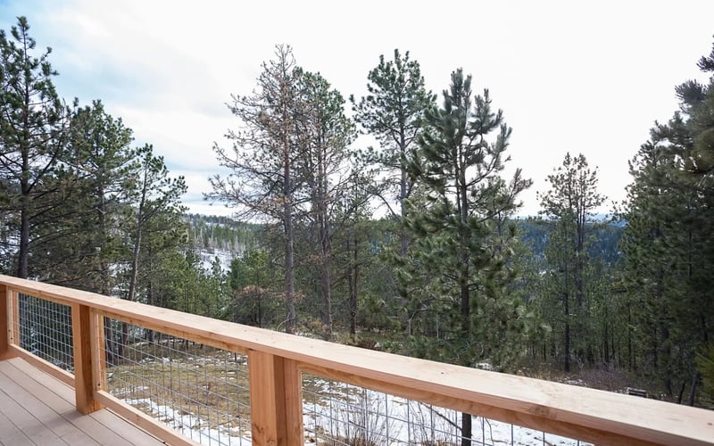 Royal Straight Cabin, deck with Black Hills forest views